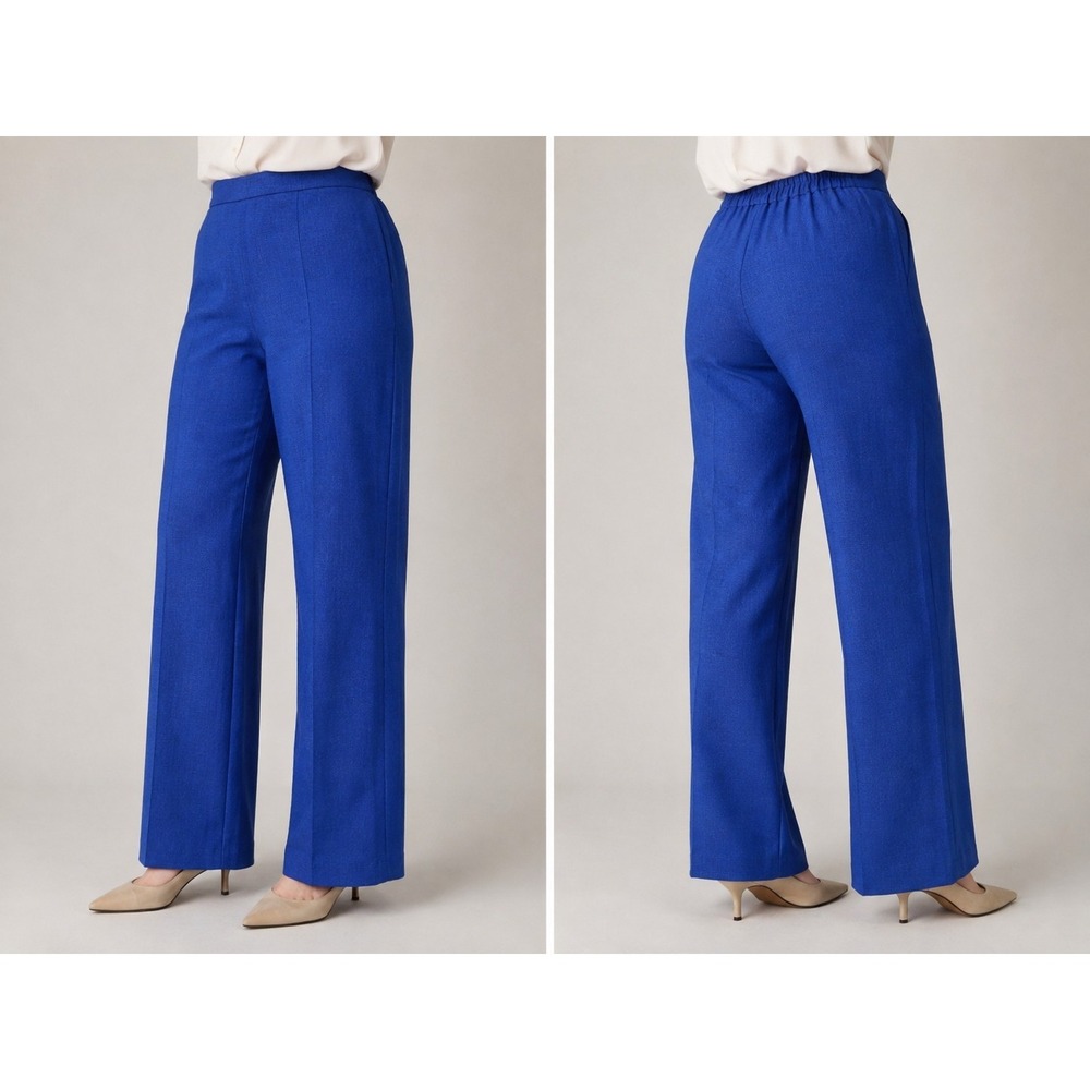 Sag Harbor Womens Size 16 Blue Pull On Dress Pants Elastic Waist Straight Leg